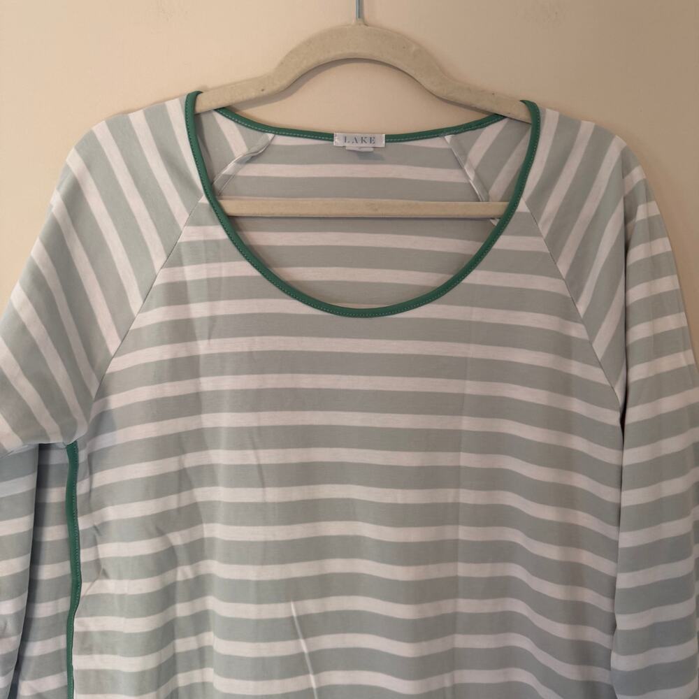Lake Striped Pajama Set Long Sleeve Top and Pants 100% Pima Cotton Size Medium - Picture 11 of 13